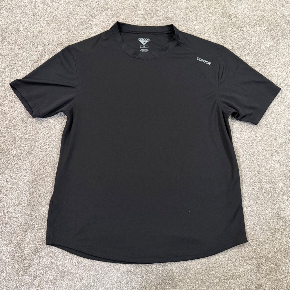 Condor Mens M Performance T-Shirt‎ Black Short Sleeve Charcoal Fiber Athletic